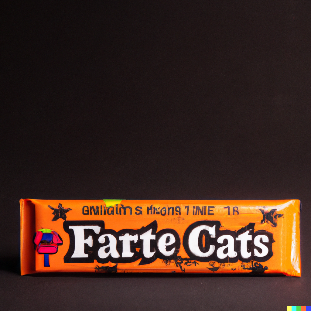 An orange bar with stars and a pinwheel on it, labeled "Farte cats"