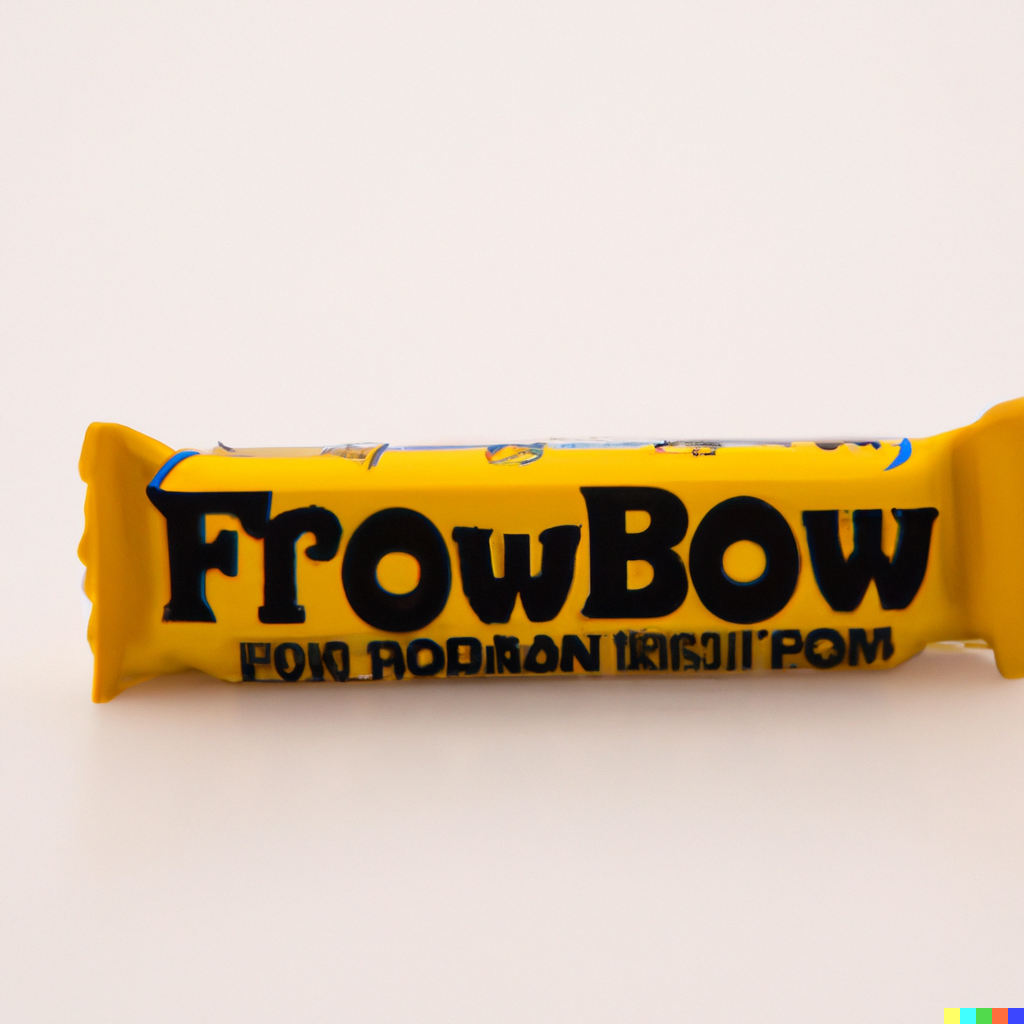 A yellow bar with black writing on it reading "Frow Bow"