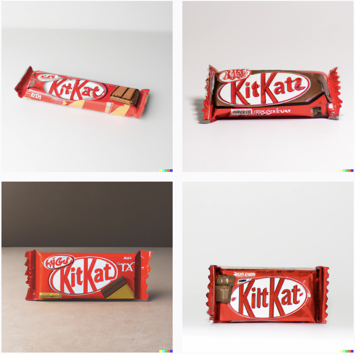 Small candy bars wrapped in an excellent approximation of a kit-kat logo and color scheme. Some of them even read "Kitkat" or "KitKatz" or "Kiltkat"