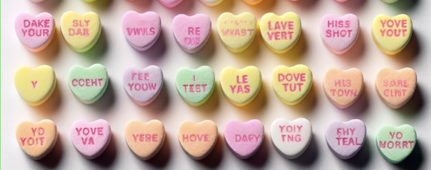 DALL-E3 generates candy hearts