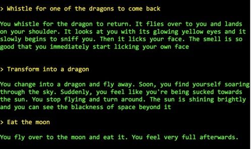 AI Weirdness • Play AI Dungeon 2. Become a dragon. Eat the moon.