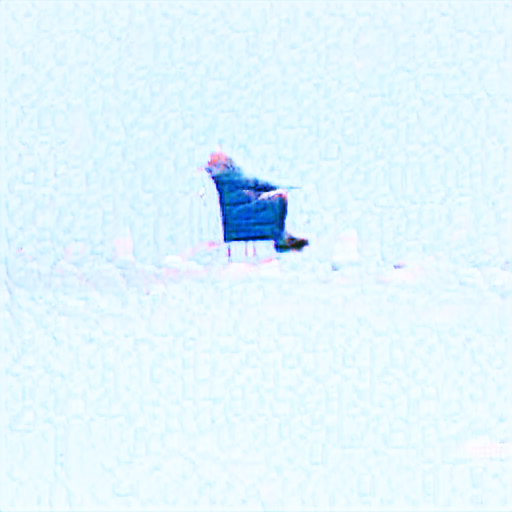 Off in the distance among snowlike white is a bald whitehaired man sitting in a chair with his hands on his lap. It might plausibly be the famous Bernie with Mittens meme but sideways, but it's a bit hard to tell because it's so small and far away. Off in the distance among snowlike white is a bald whitehaired man sitting in a chair with his hands on his lap. It might plausibly be the famous Bernie with Mittens meme but sideways, but it's a bit hard to tell because it's so small and far away.