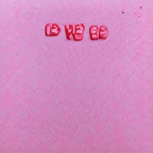 Three pink lumpy shapes outlined in red on a sugary pink background. They might be faces or tiny lumps of gore - hard to tell.