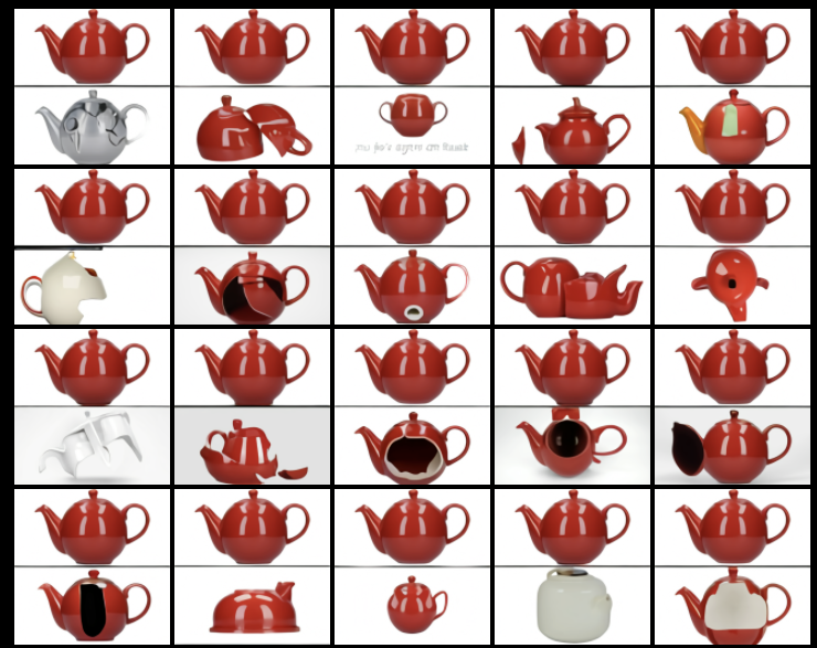 Some of the "broken" teapots are in pieces and others have holes. But still others are reshaped with multiple handles or spouts, or turned white in places, or melted Some of the "broken" teapots are in pieces and others have holes. But still others are reshaped with multiple handles or spouts, or turned white in places, or melted