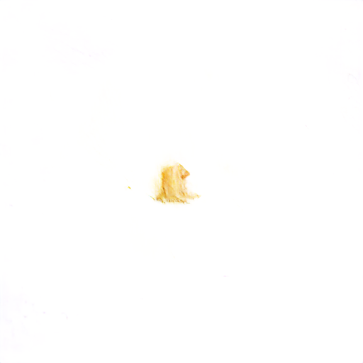 Way off in the distance among featureless white is a golden tuft of hair with possibly a single dog nose. Way off in the distance among featureless white is a golden tuft of hair with possibly a single dog nose.