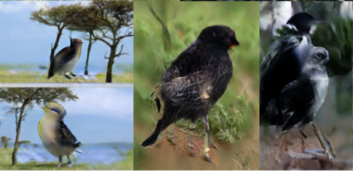 Left: two birds standing near trees. the birds are giraffe-sized.
Center: bird has four giraffe legs and also the faint outline of a giraffe body superimposed over it
Right: Bird (or possibly two birds) with lots of legs Left: two birds standing near trees. the birds are giraffe-sized.
Center: bird has four giraffe legs and also the faint outline of a giraffe body superimposed over it
Right: Bird (or possibly two birds) with lots of legs