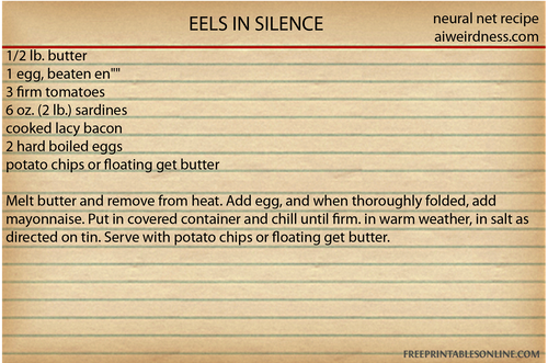 EELS IN SILENCE
1/2 lb. butter
1 egg, beaten en EELS IN SILENCE
1/2 lb. butter
1 egg, beaten en