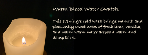 Warm Blood Water Swatch.
This evening's cold wash brings warmth and pleasantly sweet notes of fresh lime, vanilla, and warm warm water across a warm and damp back. Warm Blood Water Swatch.
This evening's cold wash brings warmth and pleasantly sweet notes of fresh lime, vanilla, and warm warm water across a warm and damp back.