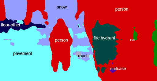 luke and at-ats are segmented as people. kylo is mostly identified as person, except for a floating blob of fire hydrant