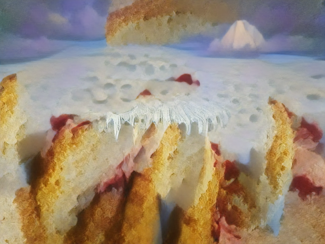 At first glance, an arctic landscape, but everything is cake.
