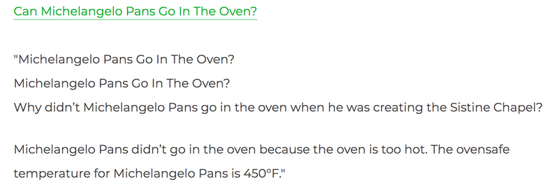 Why didn’t Michelangelo Pans go in the oven when he was creating the Sistine Chapel? 